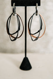 Escape From Paris: Silver Hoop Earrings with Mixed Metal Oval Dangles