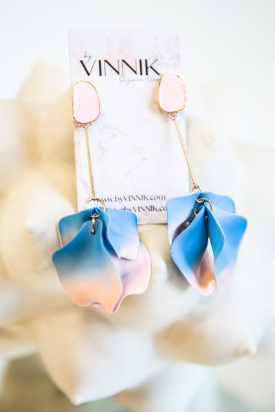 Hanging on a Thread Earrings (Blue & Pink)