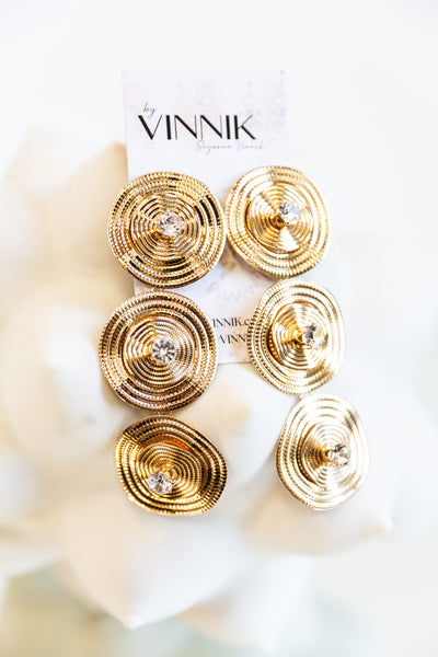 3 Plate Earrings (Gold)