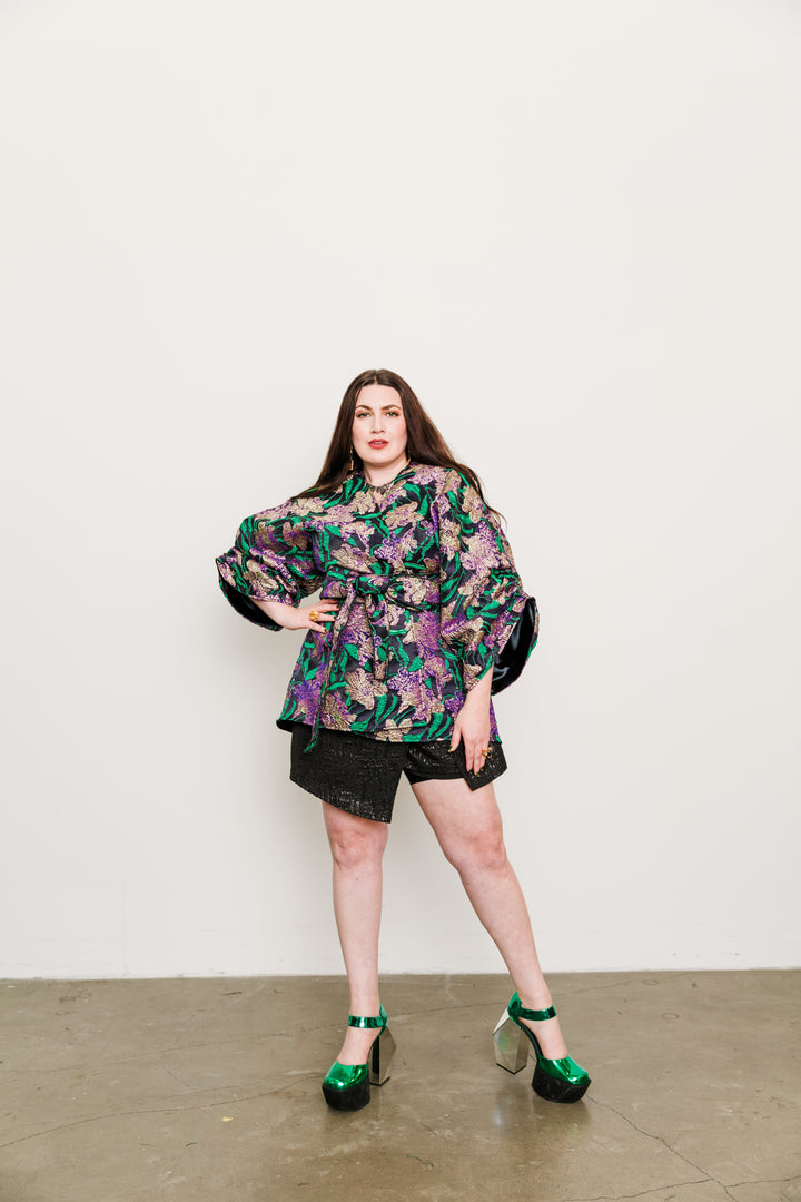 Theater Jacket in “WTF Flower" (Purple)