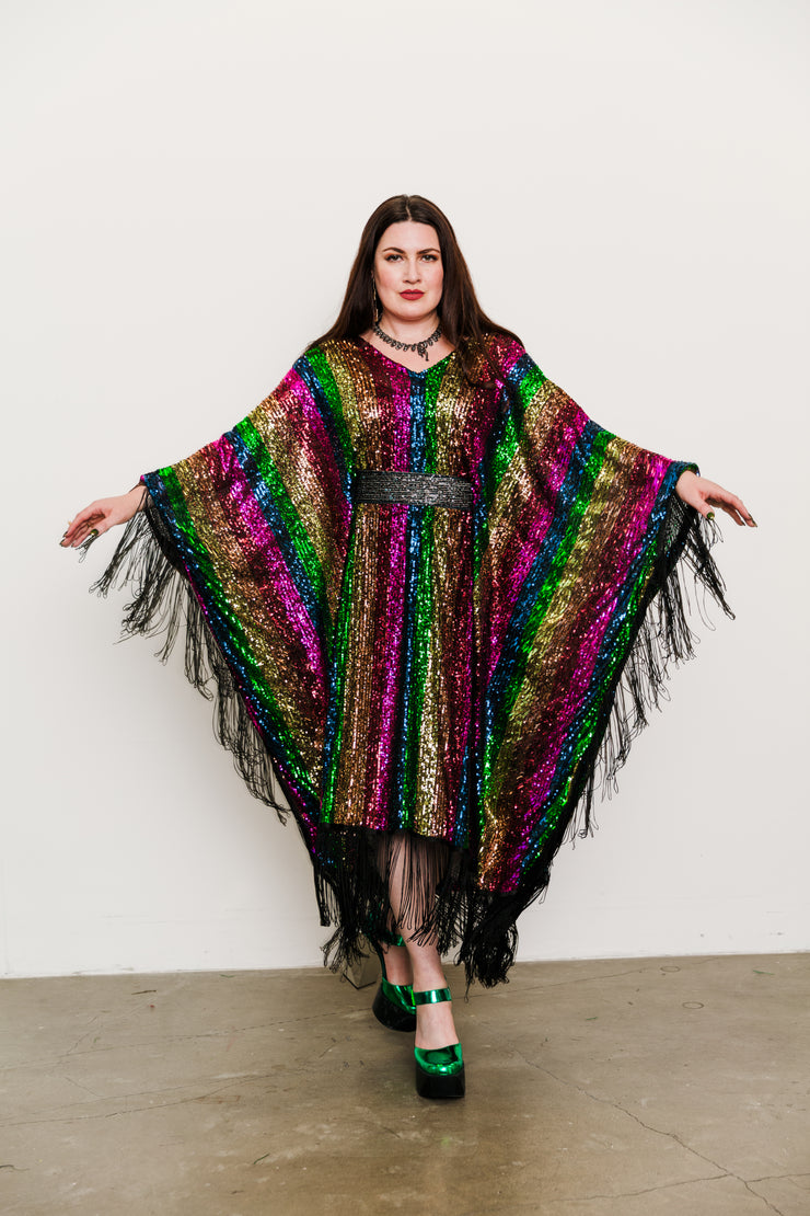 Runway Fringe Kaftan in "She's A Rainbow"