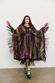 Runway Fringe Kaftan in "She's A Rainbow"