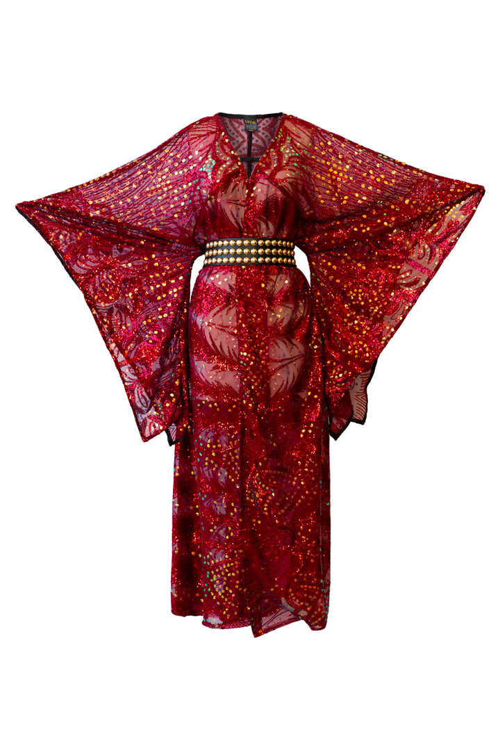 Runway Bohémienne Kimono Robe in “Stardust” (Cabernet)