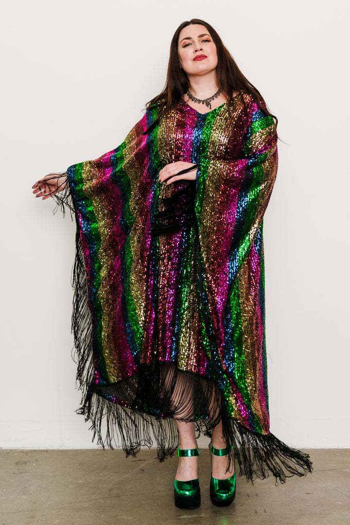 Runway Fringe Kaftan in "She's A Rainbow"