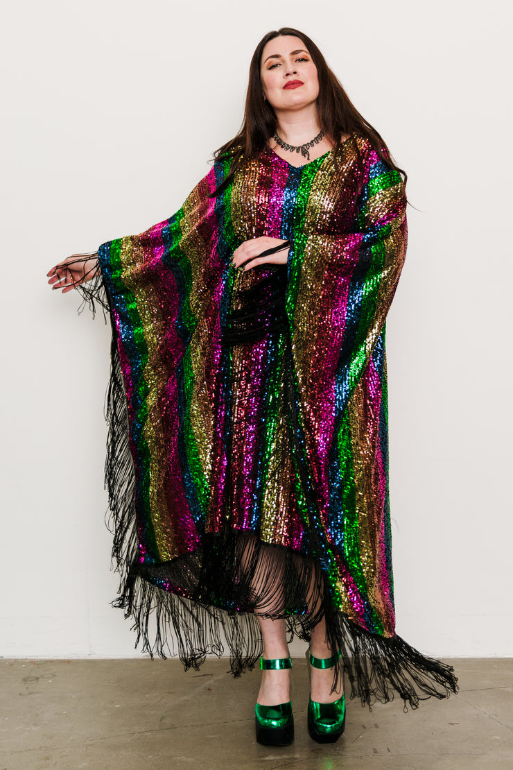 Runway Fringe Kaftan in "She's A Rainbow"