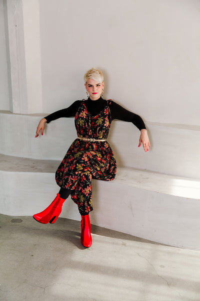 Poiret Jumpsuit in "Blossom" (black)