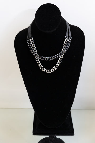 Escape From Paris: Hematite Leather Choker