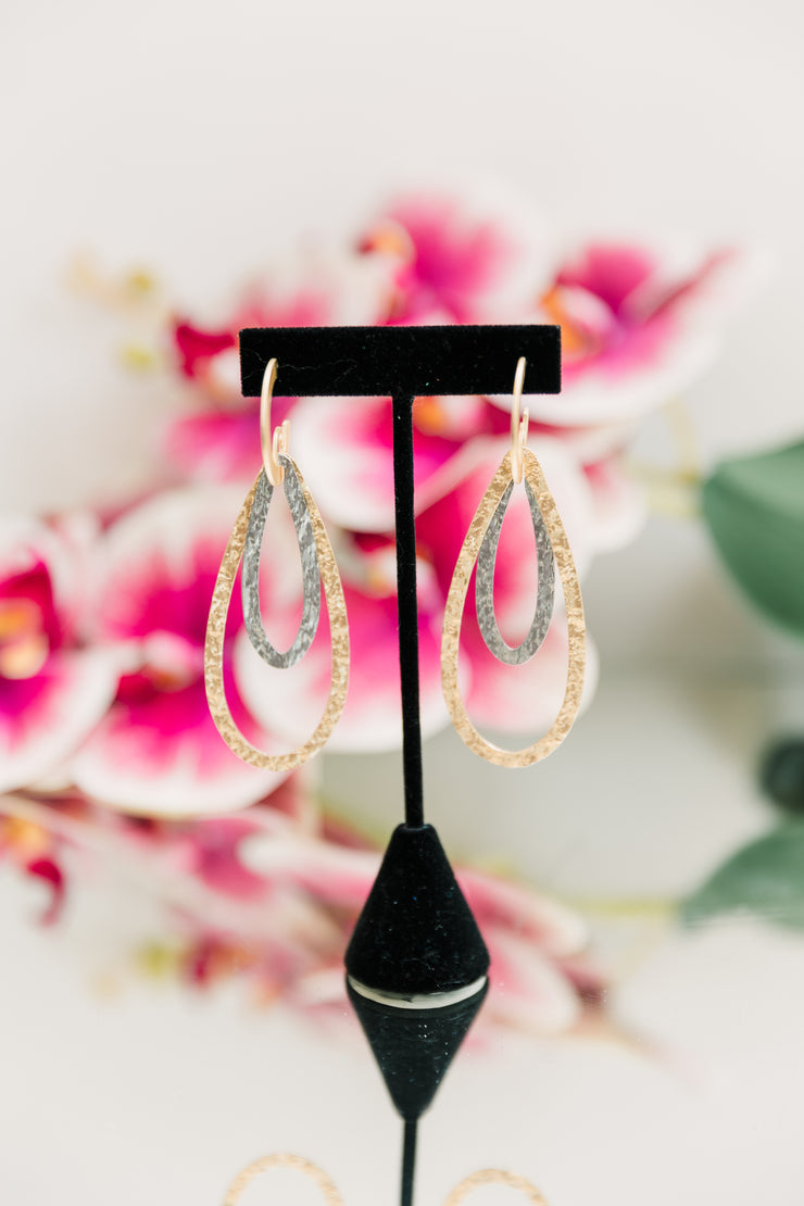 Escape from Paris: Mixed Metal Teardrop Earrings