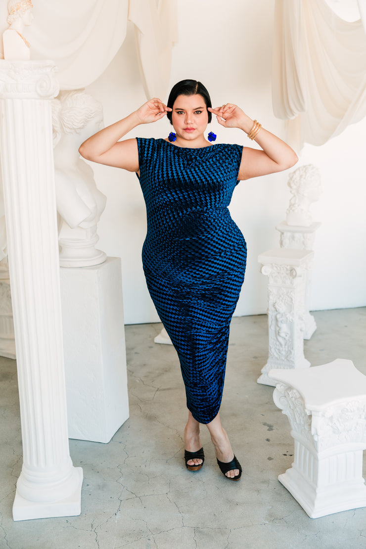 Seconda Donna Dress “Zigzag Velvet” (Navy)