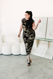 Seconda Donna Dress “Foiled Flower Velvet”