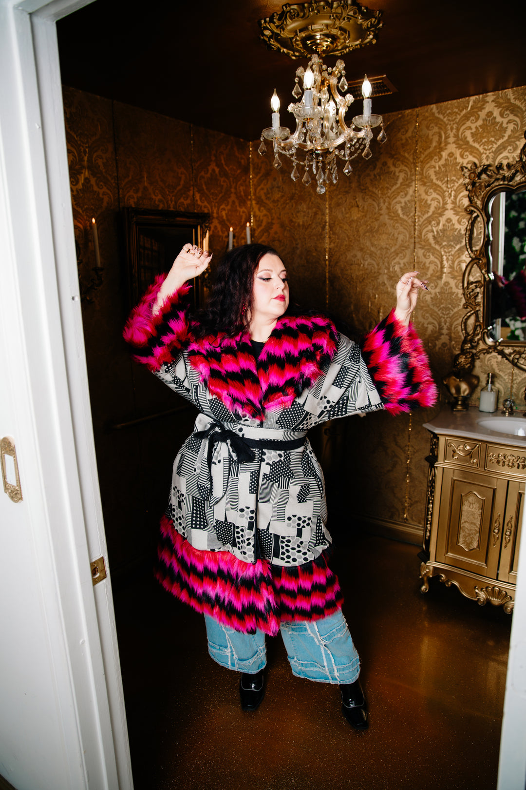 Reversible Minkie Coat in “Working Title" (Pink)