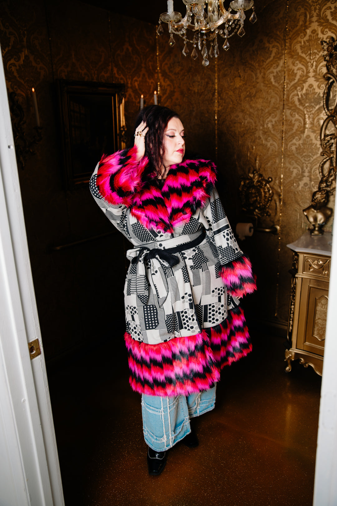 Reversible Minkie Coat in “Working Title" (Pink)