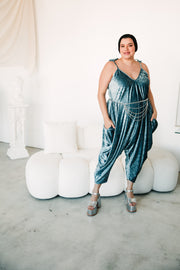 Poiret Jumpsuit in "Powder Blue Velvet"