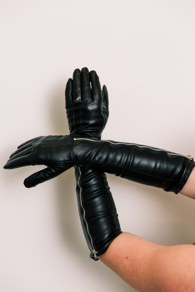 Vegan Leather Gloves (Black)