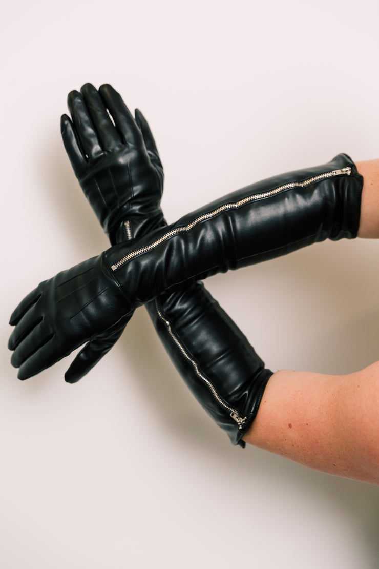Vegan Leather Gloves (Black)