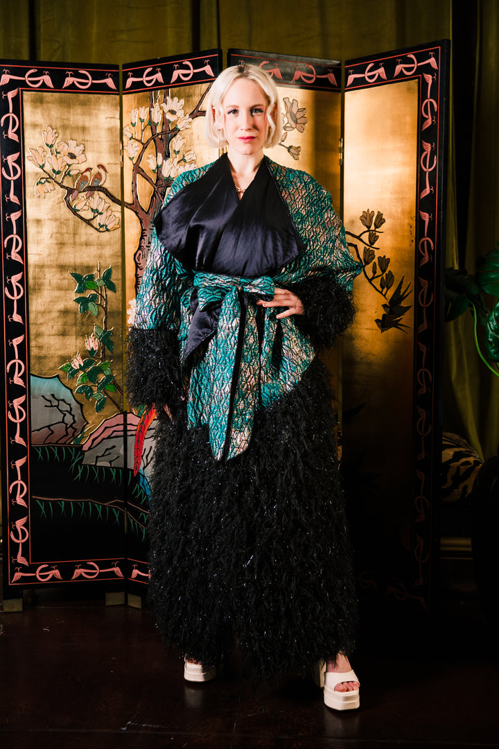 London Opera Coat in “Semiramide” (Teal)
