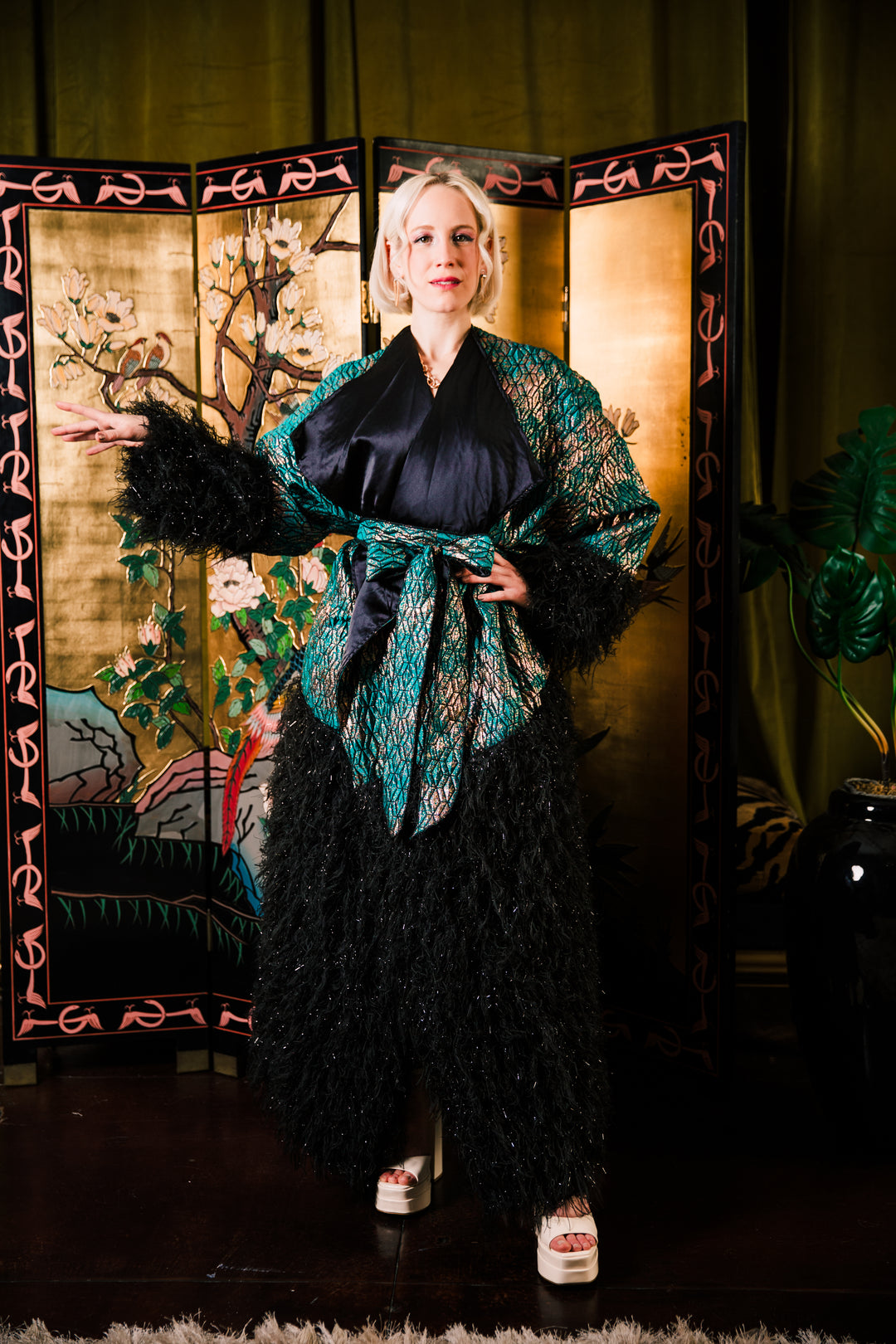 London Opera Coat in “Semiramide” (Teal)