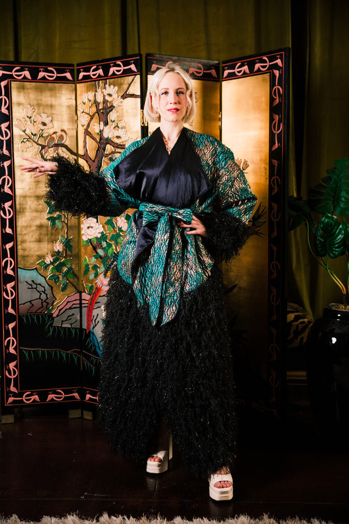 London Opera Coat in “Semiramide” (Teal)