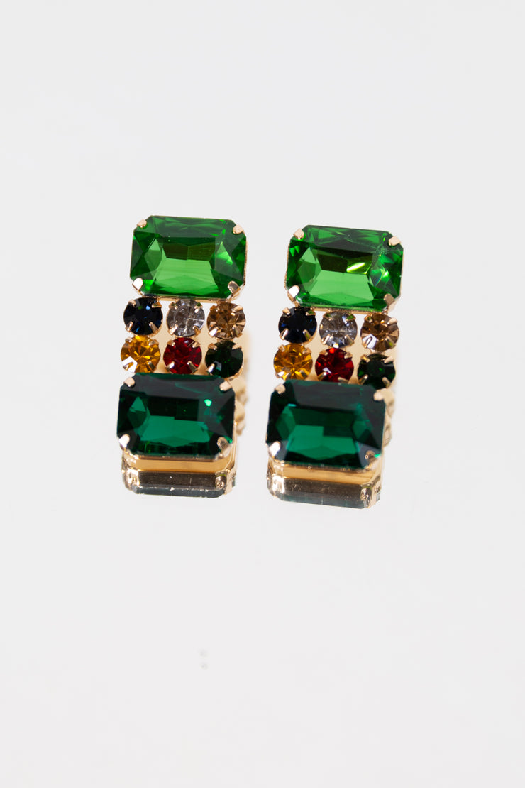 Dinky Multi-Stone Earrings (Green)