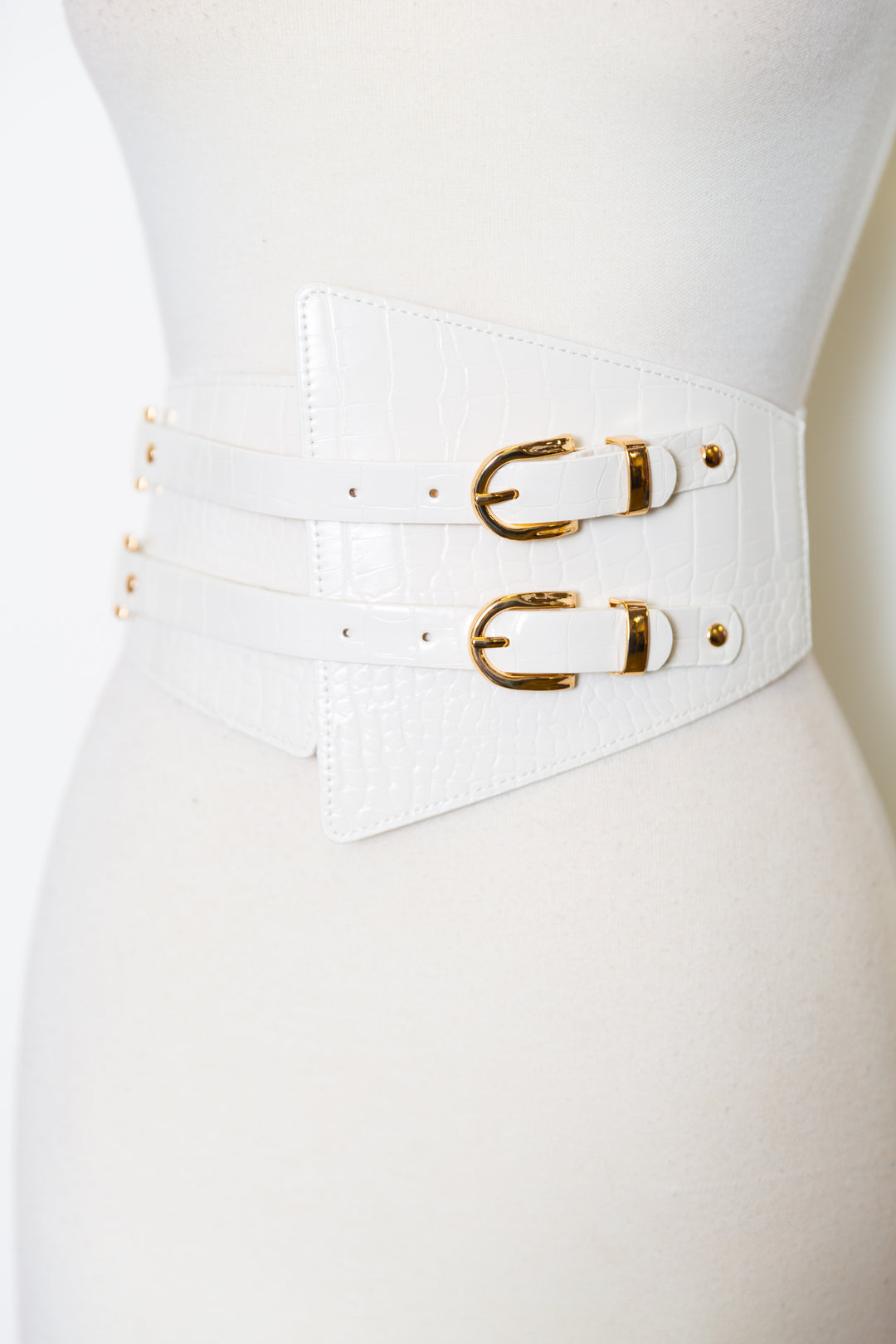 Vegan Leather Corset Belt (White)