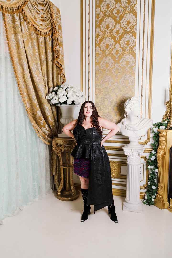 Fleur Peplum Top in “Turandot" (Black)