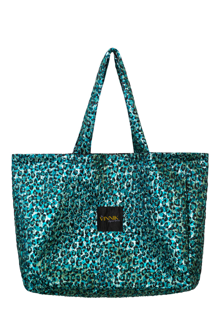 Flip Side Tote Bag "Gattopardo" (Turquoise)
