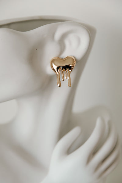 Melted Heart Earrings (Gold)