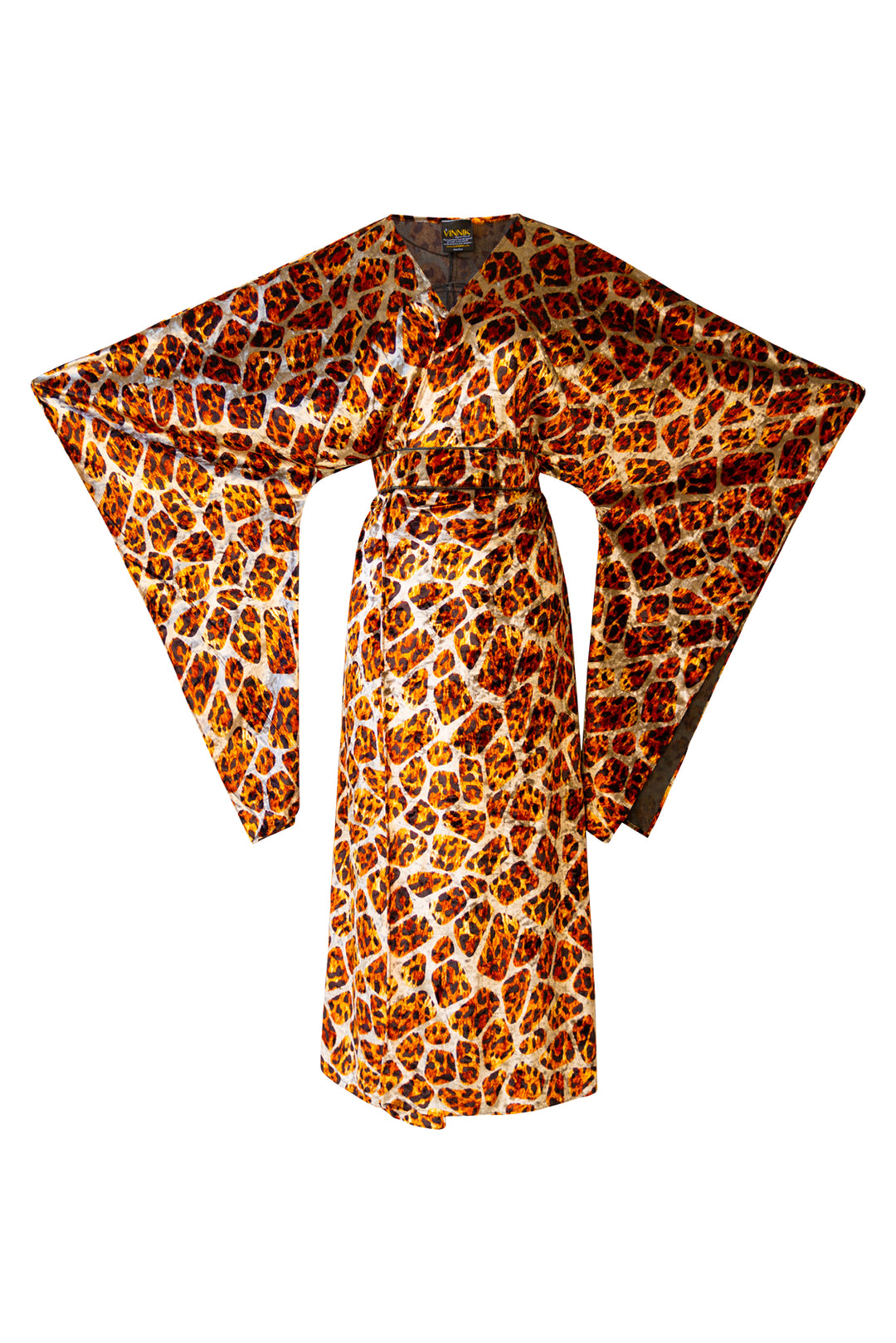 Bohémienne Kimono Robe in “Light Shrimp Leopard" Velvet