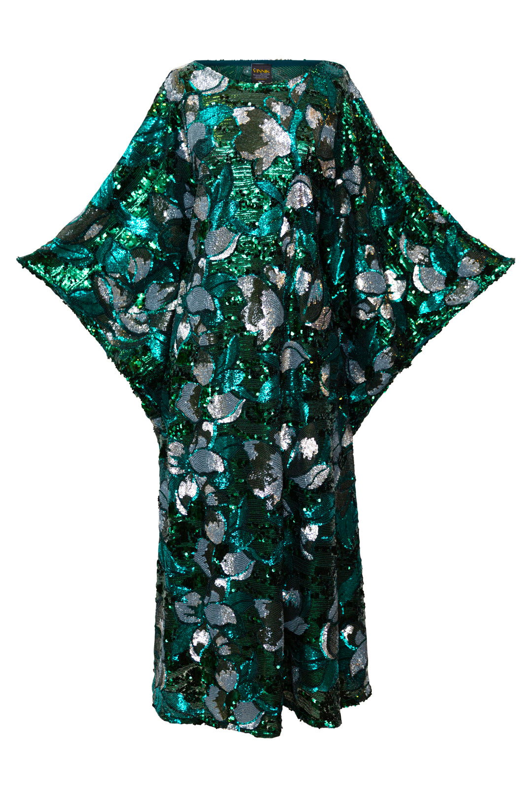 Runway Sequin Kaftan in "Disco Bouquet" (Emerald)