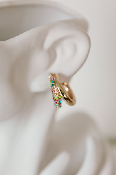 Jeweled J Hoops Earrings