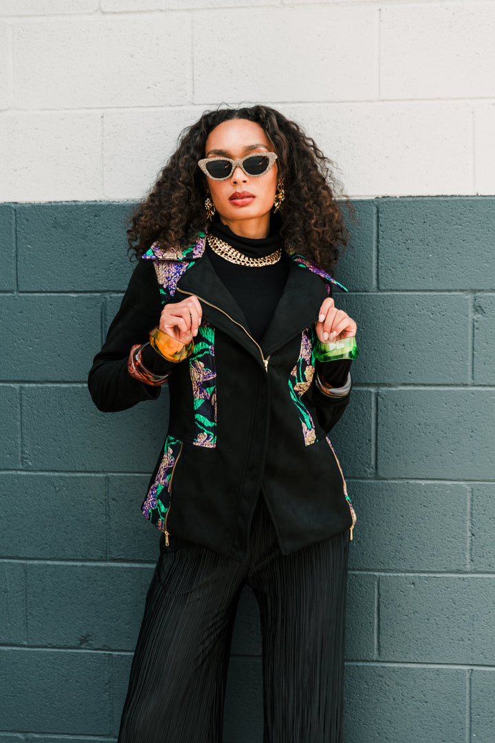 Moto Jacket in "WTF Flower" (Purple)