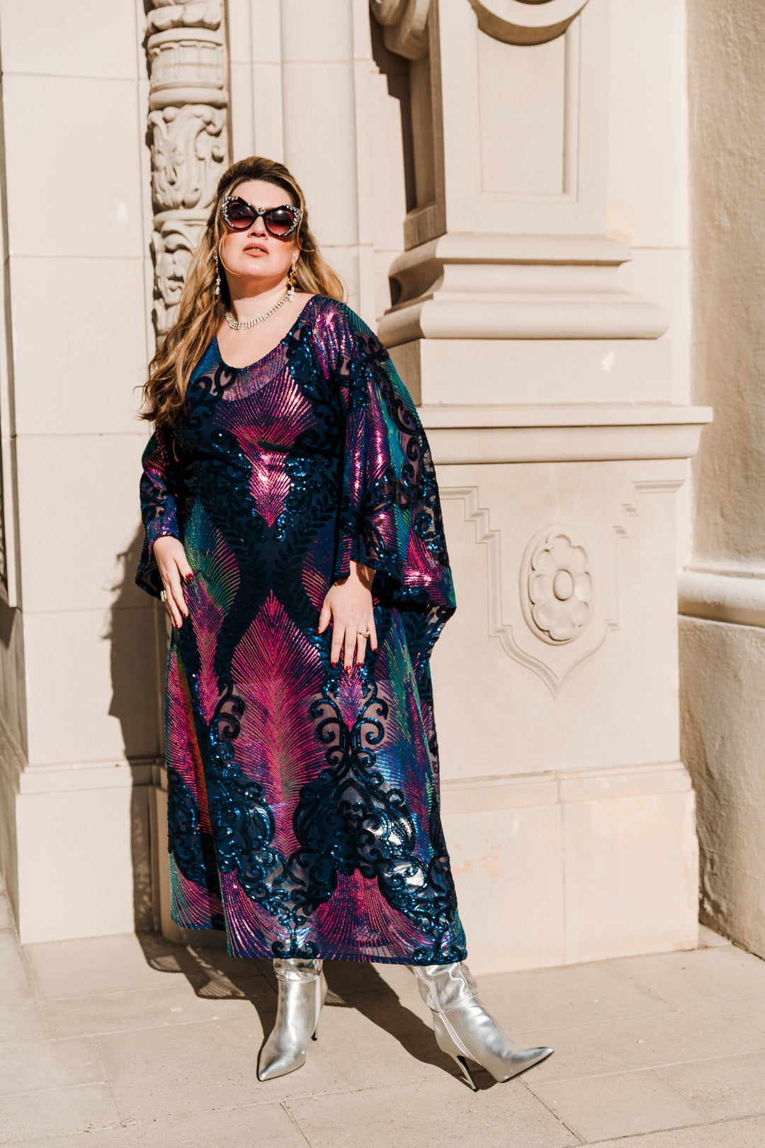 Runway Sequin Kaftan in "Midnight Mirage" (Purple)