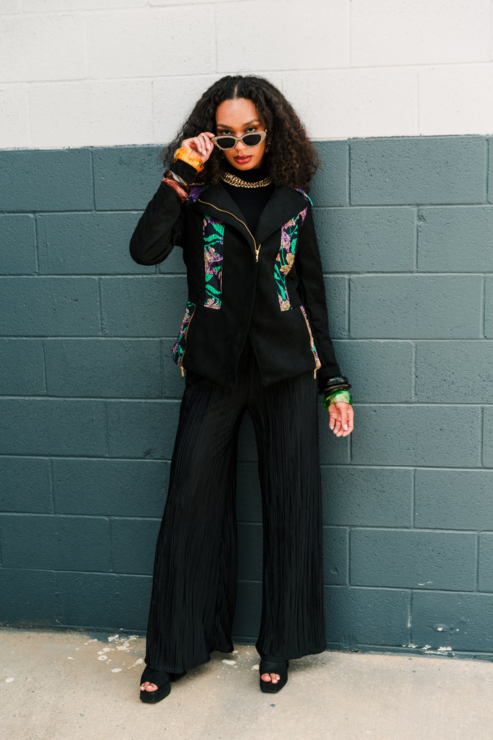 Moto Jacket in "WTF Flower" (Purple)