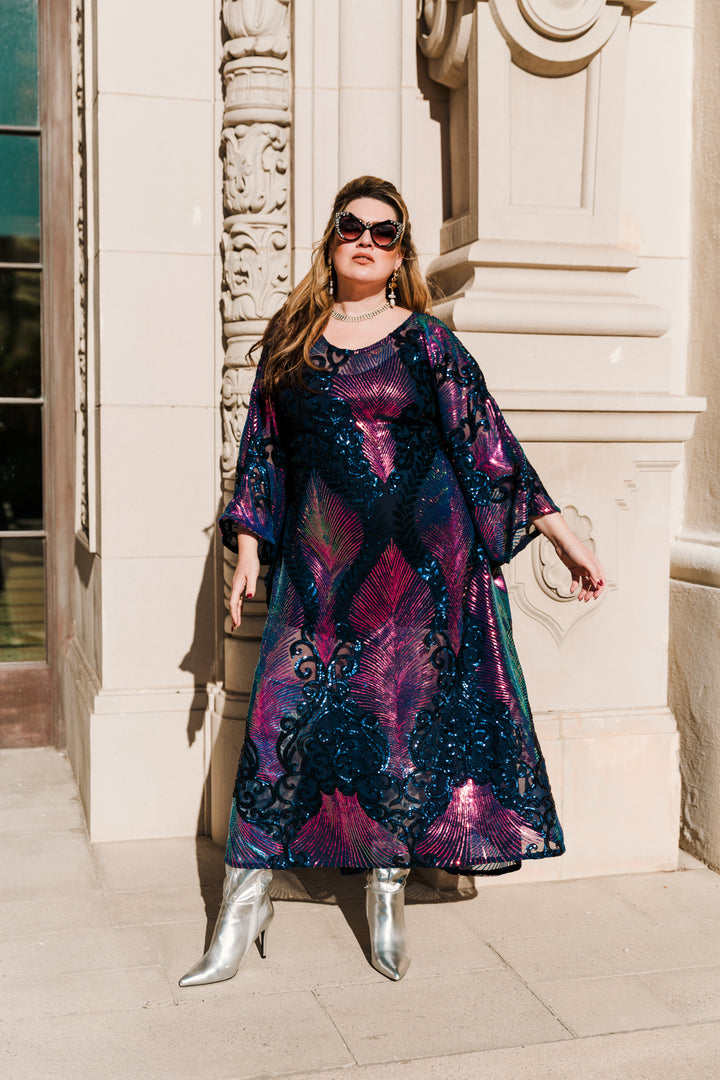 Runway Sequin Kaftan in "Midnight Mirage" (Purple)