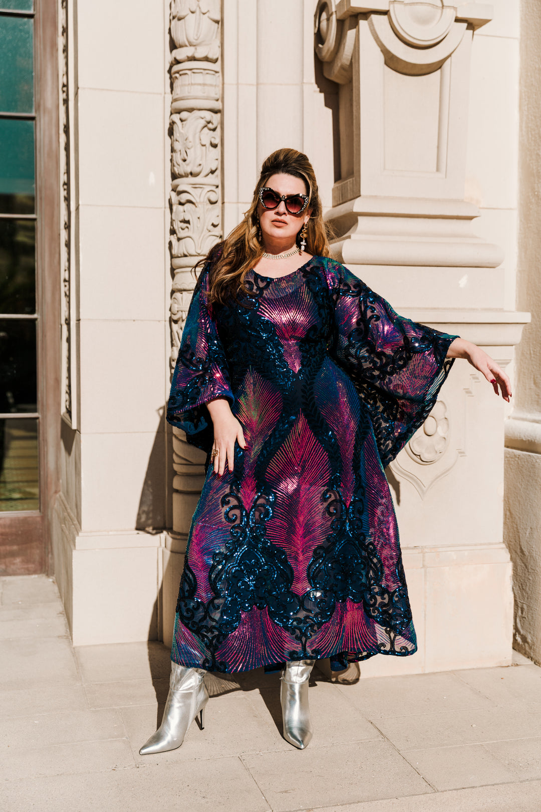Runway Sequin Kaftan in "Midnight Mirage" (Purple)