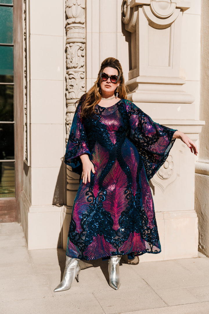Runway Sequin Kaftan in "Midnight Mirage" (Purple)