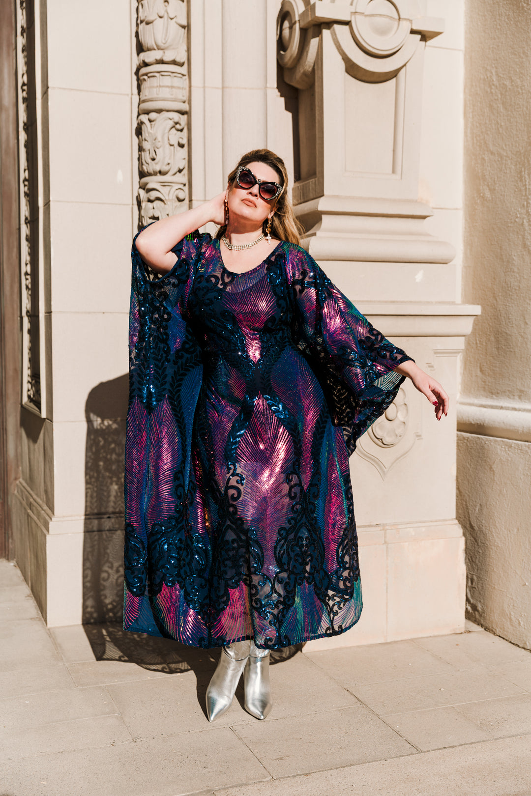 Runway Sequin Kaftan in "Midnight Mirage" (Purple)