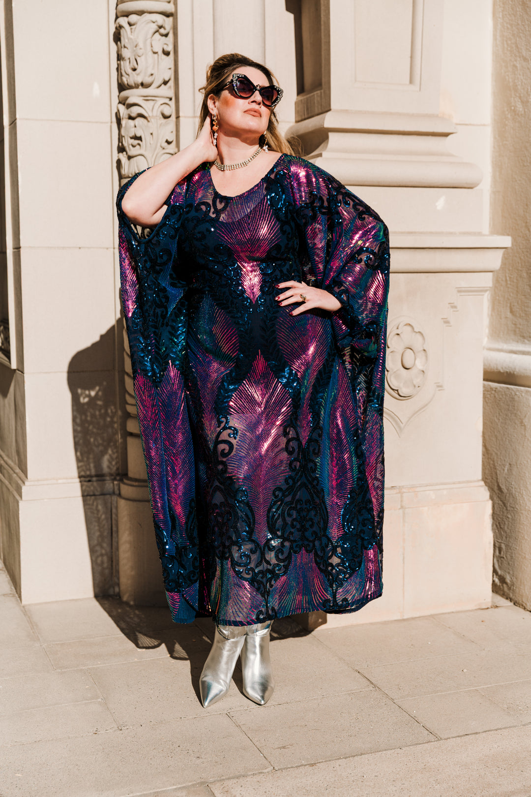 Runway Sequin Kaftan in "Midnight Mirage" (Purple)