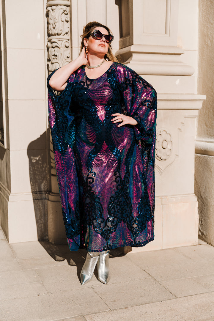 Runway Sequin Kaftan in "Midnight Mirage" (Purple)
