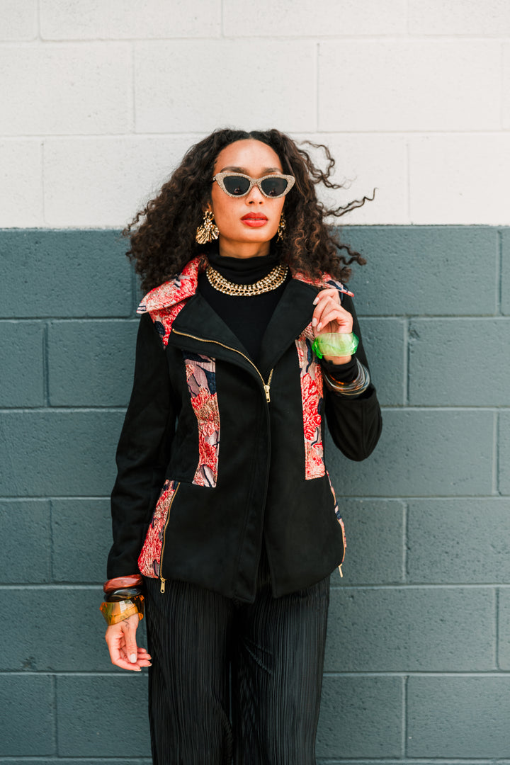 Moto Jacket in "WTF Flower" (Pink)
