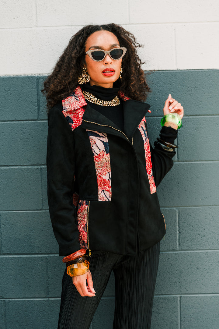 Moto Jacket in "WTF Flower" (Pink)