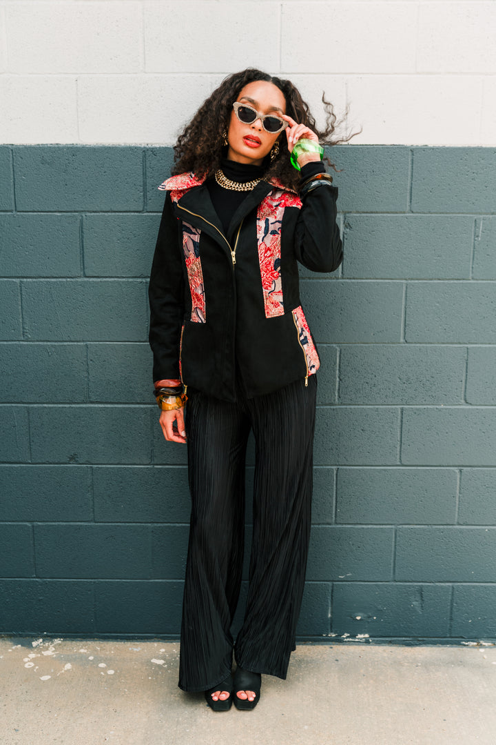 Moto Jacket in "WTF Flower" (Pink)