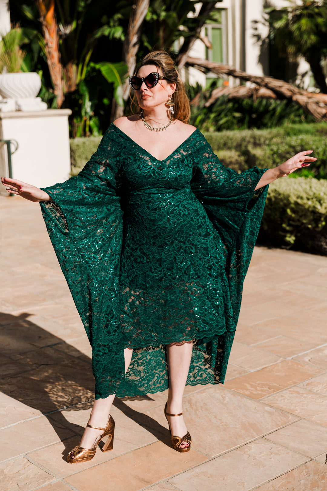 Runway Sequin Kaftan in "Forest Dweller" Midi