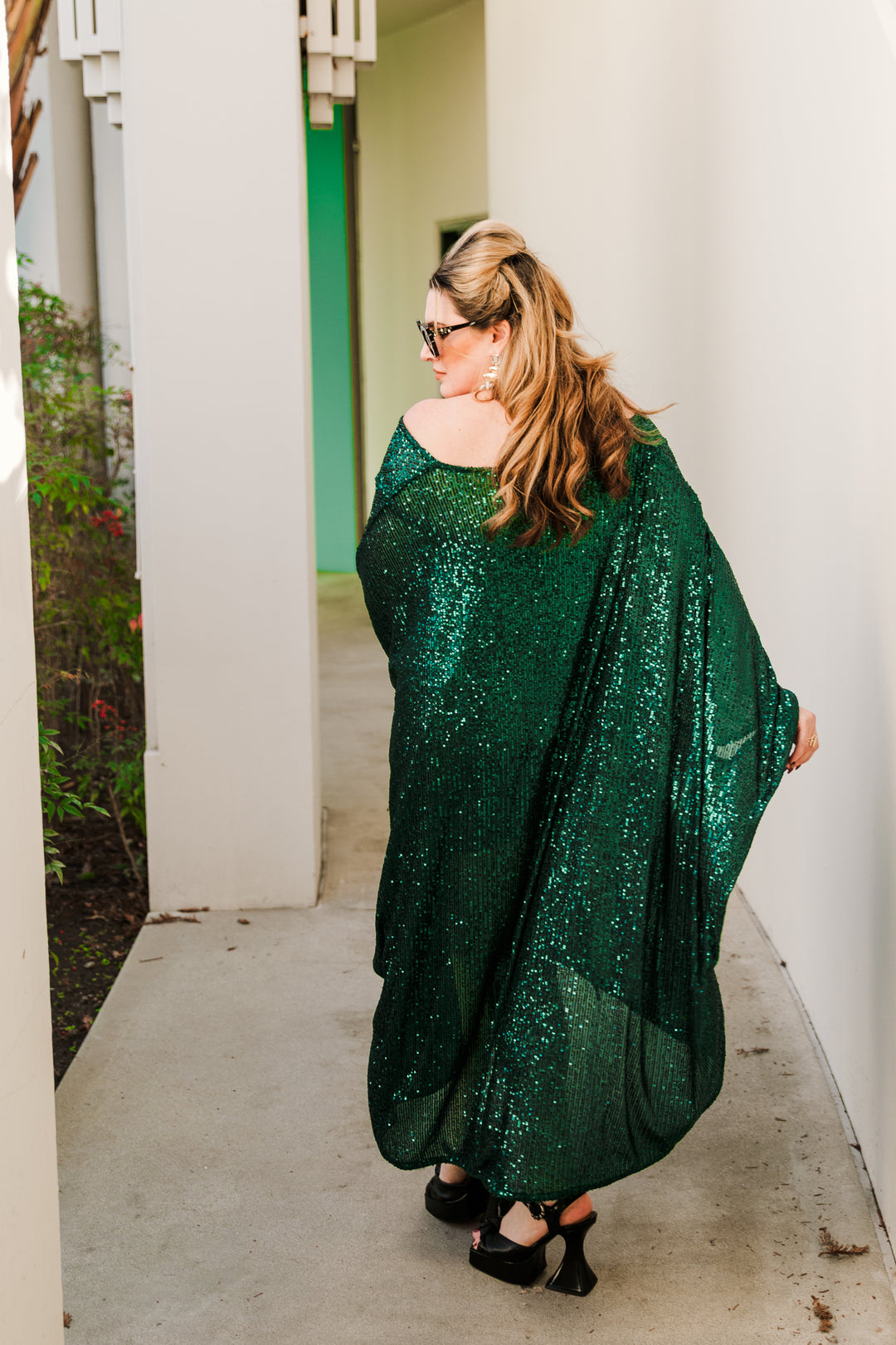 Runway Sequin Kaftan in "Emerald City" Midi
