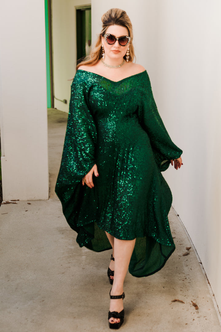 Runway Sequin Kaftan in "Emerald City" Midi