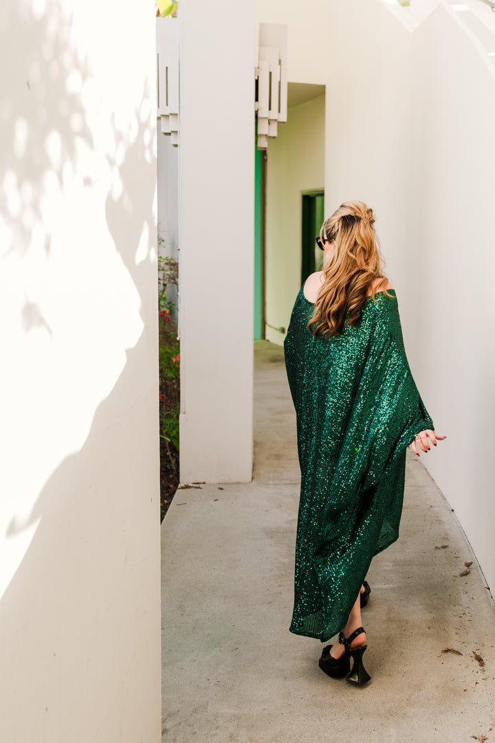 Runway Sequin Kaftan in "Emerald City" Midi