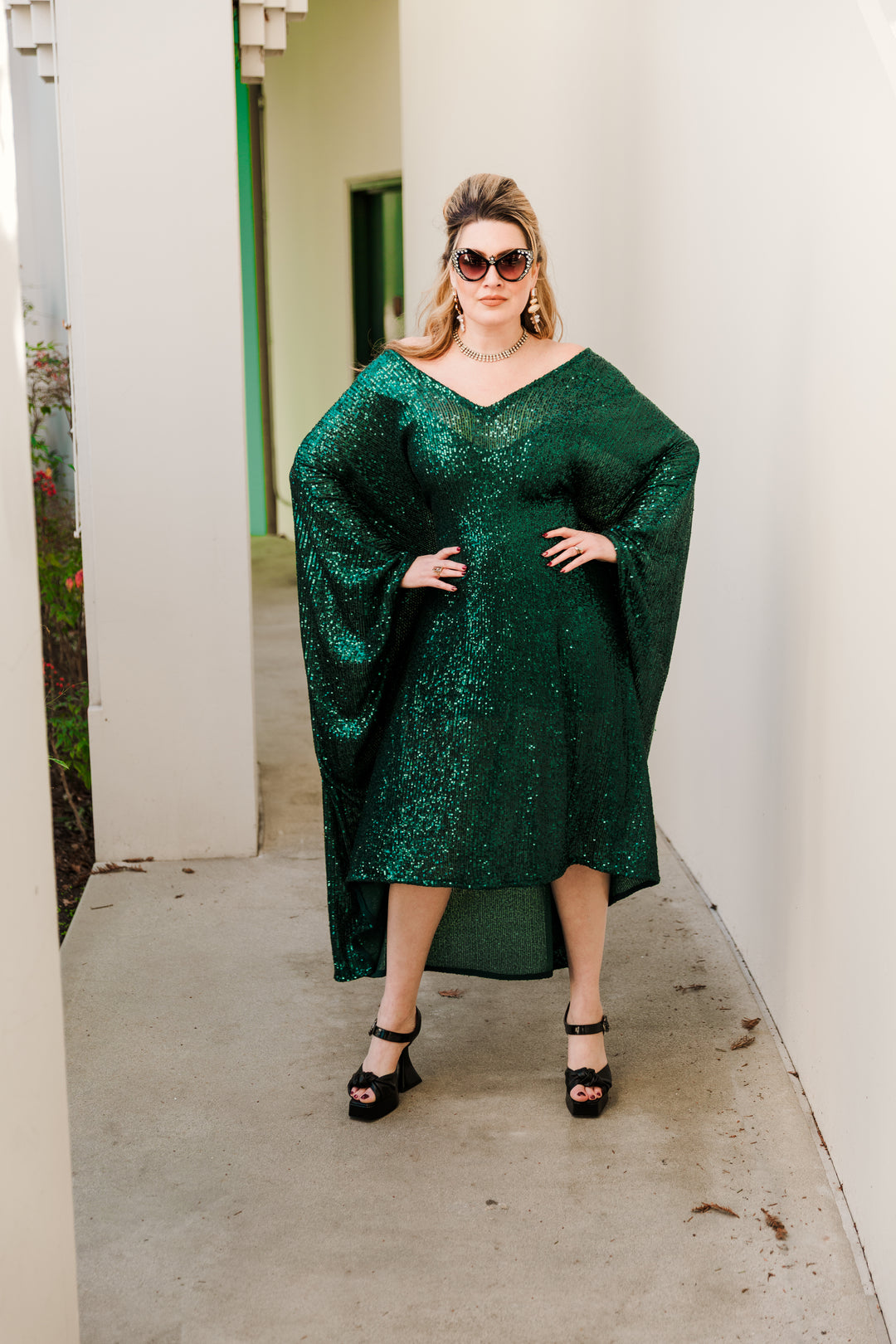 Runway Sequin Kaftan in "Emerald City" Midi