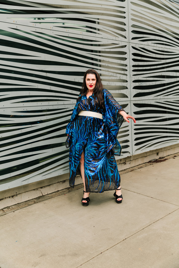 Bohémienne Sequin Kimono Robe in “Lady Sapphire Noir” (Multiple Colors)