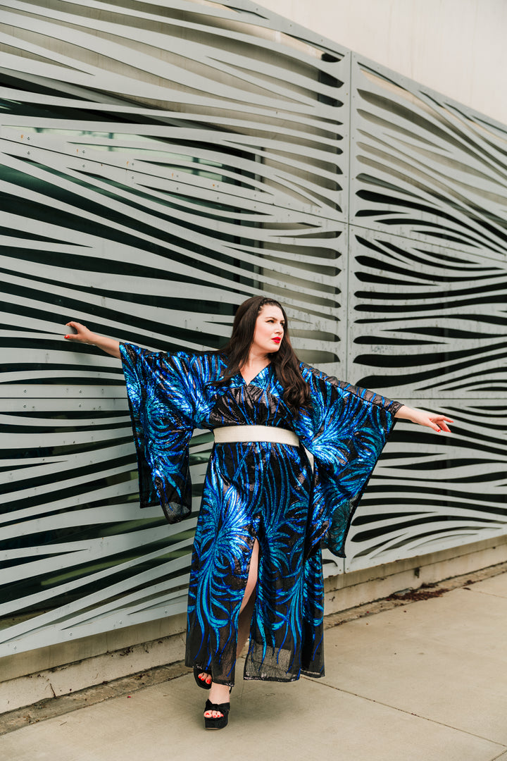 Bohémienne Sequin Kimono Robe in “Lady Sapphire Noir” (Multiple Colors)