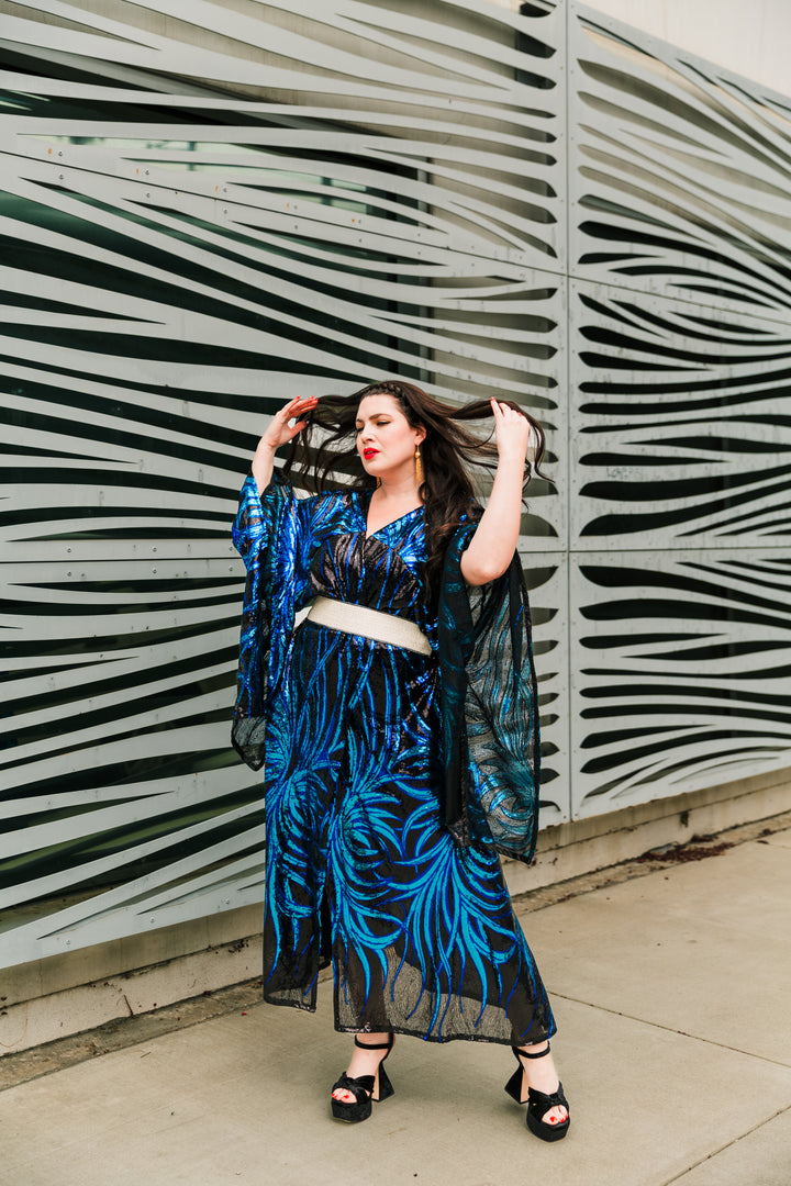 Bohémienne Sequin Kimono Robe in “Lady Sapphire Noir” (Multiple Colors)